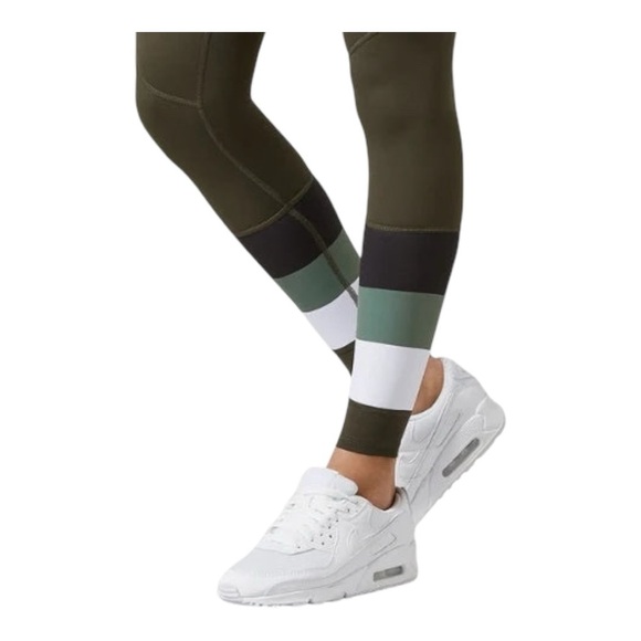Lilybod Ace Full-Length Leggings in Olive/Colorblock. Size Small. - Picture 3 of 10